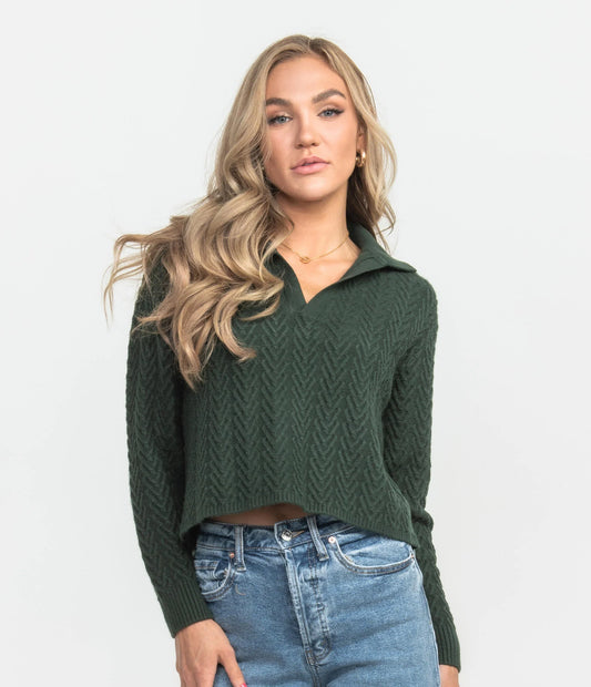 Textured Knit Polo Sweater