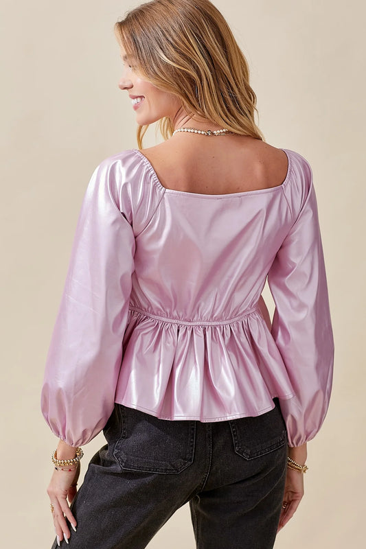 Twist Front Faux Leather Top
