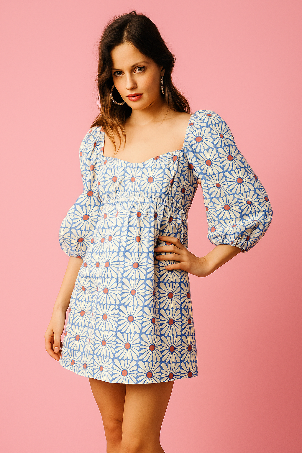 White Flower Mini Dress