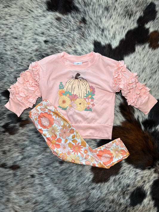 Pumpkin Sweater & Floral Pants Set