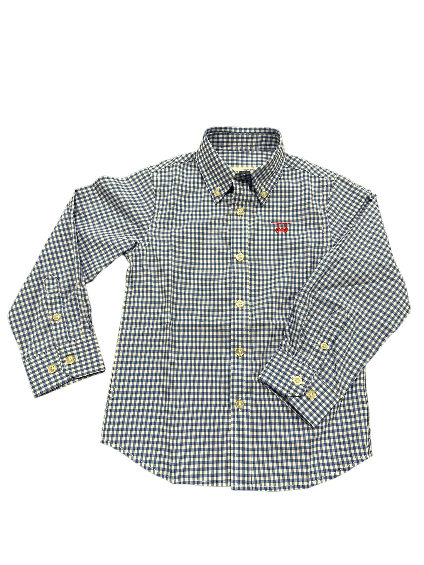 Youth Gingham Islander Button Down - Blue/White