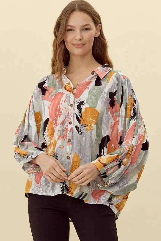 Plus Size Abstract Watercolor Top