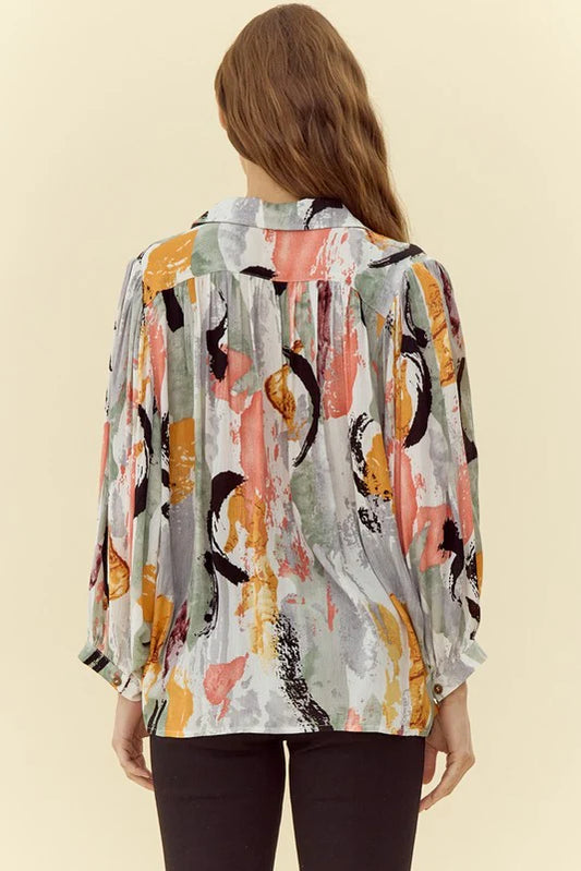 Plus Size Abstract Watercolor Top