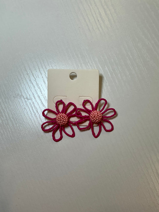 Pink Wire Flower Earrings