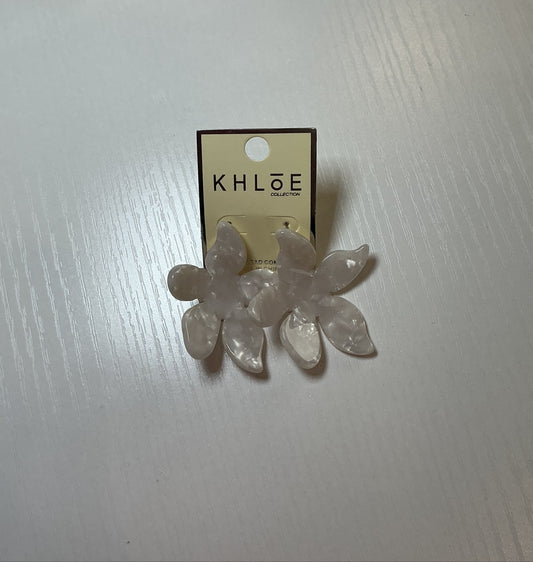 White Flower Stud Earrings