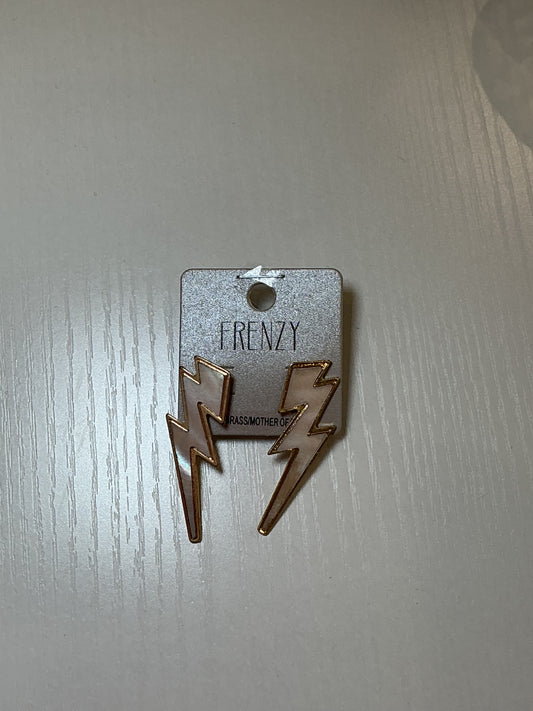 White Lightning Bolt Earrings