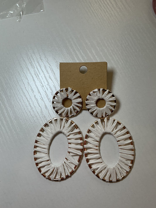 White Raffia Wrap Earrings
