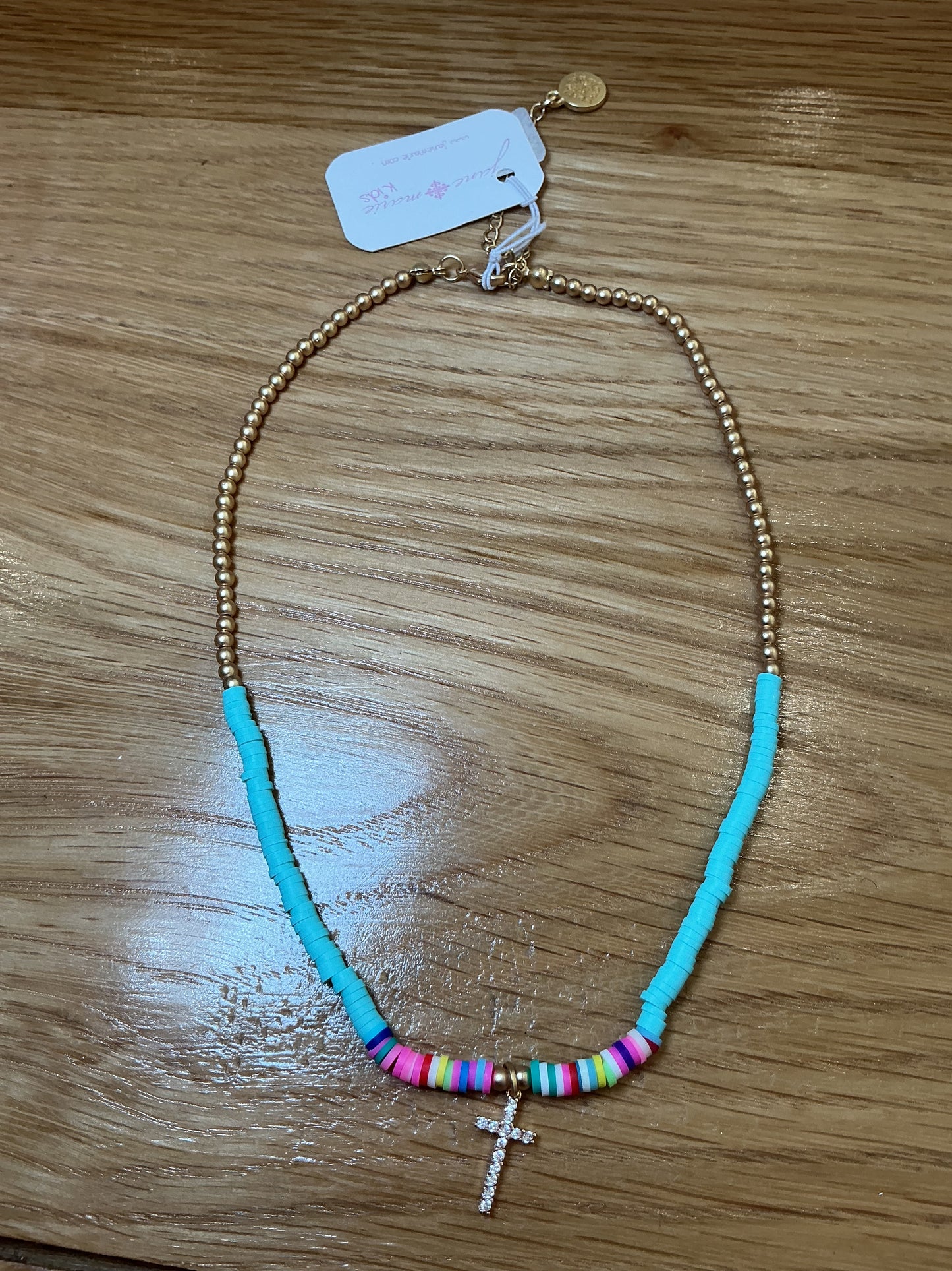 Girls Multi Color Beaded Cross Necklace | Jane Marie