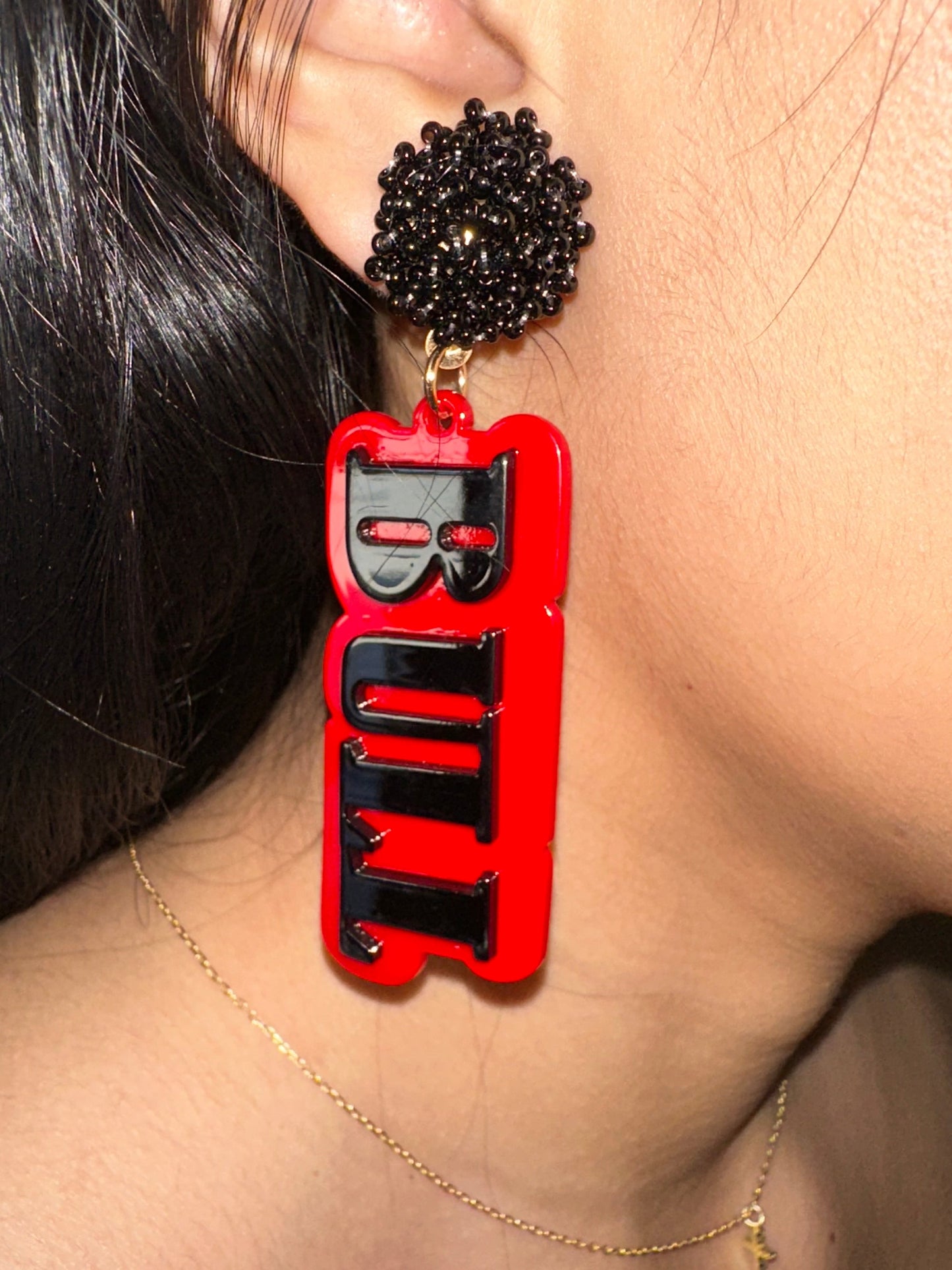 Red & Black Bulldog Earrings