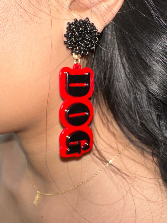 Red & Black Bulldog Earrings