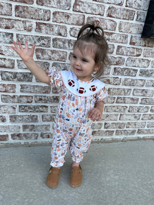 French Knot Football Romper