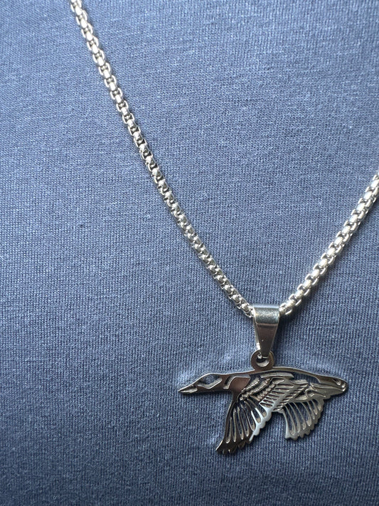 22" Landing Duck Stainless Steel Pendant Necklace