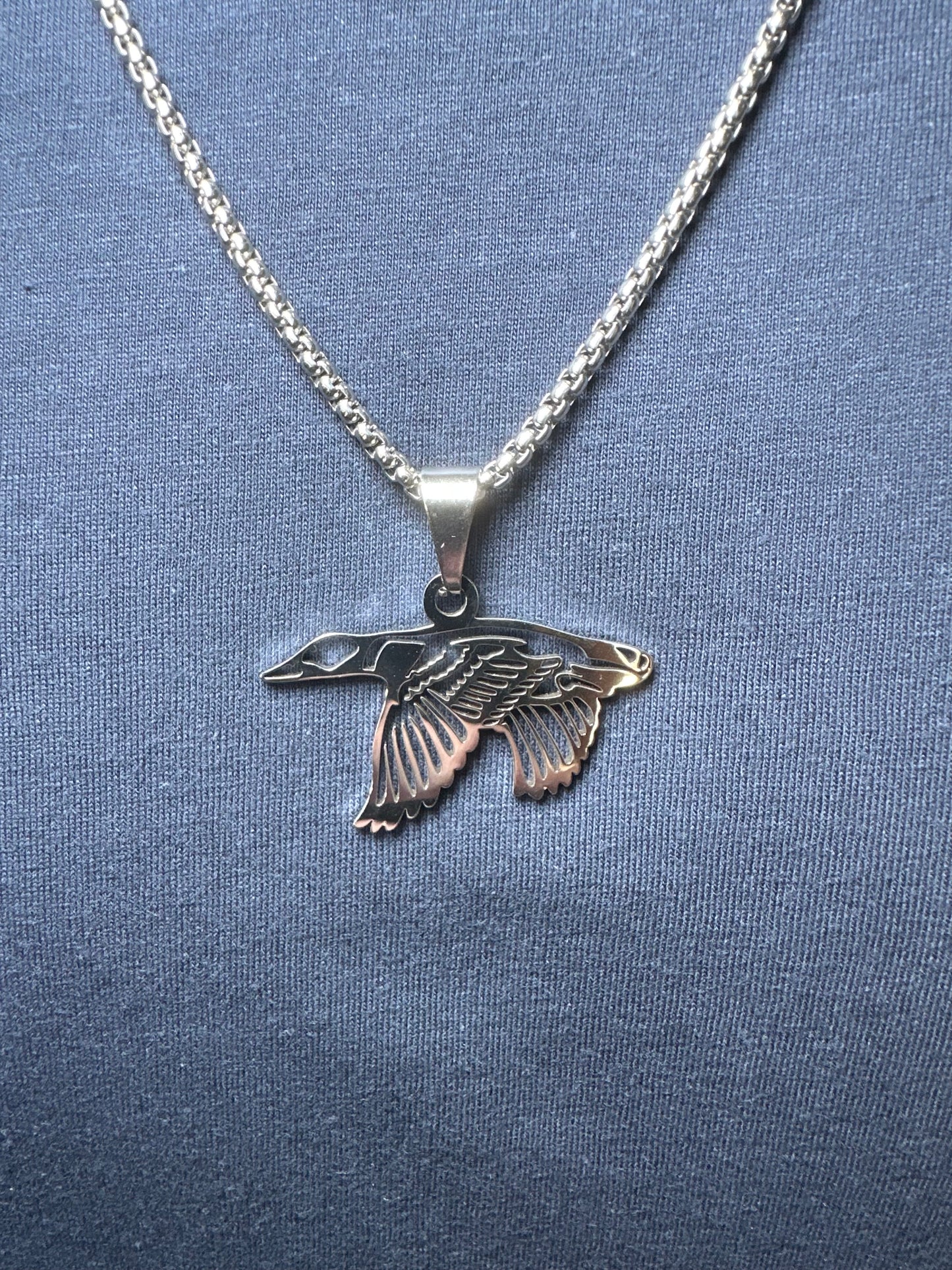 18" Landing Duck Stainless Steel Pendant Necklace