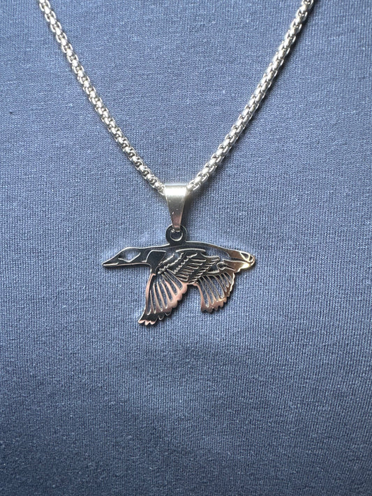 18" Landing Duck Stainless Steel Pendant Necklace