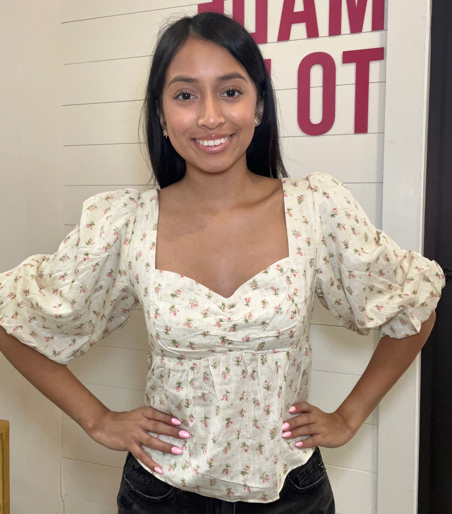 Floral Print Babydoll Top