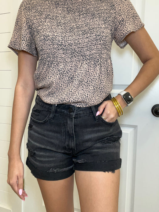 Black High Rise Shorts | KanCan