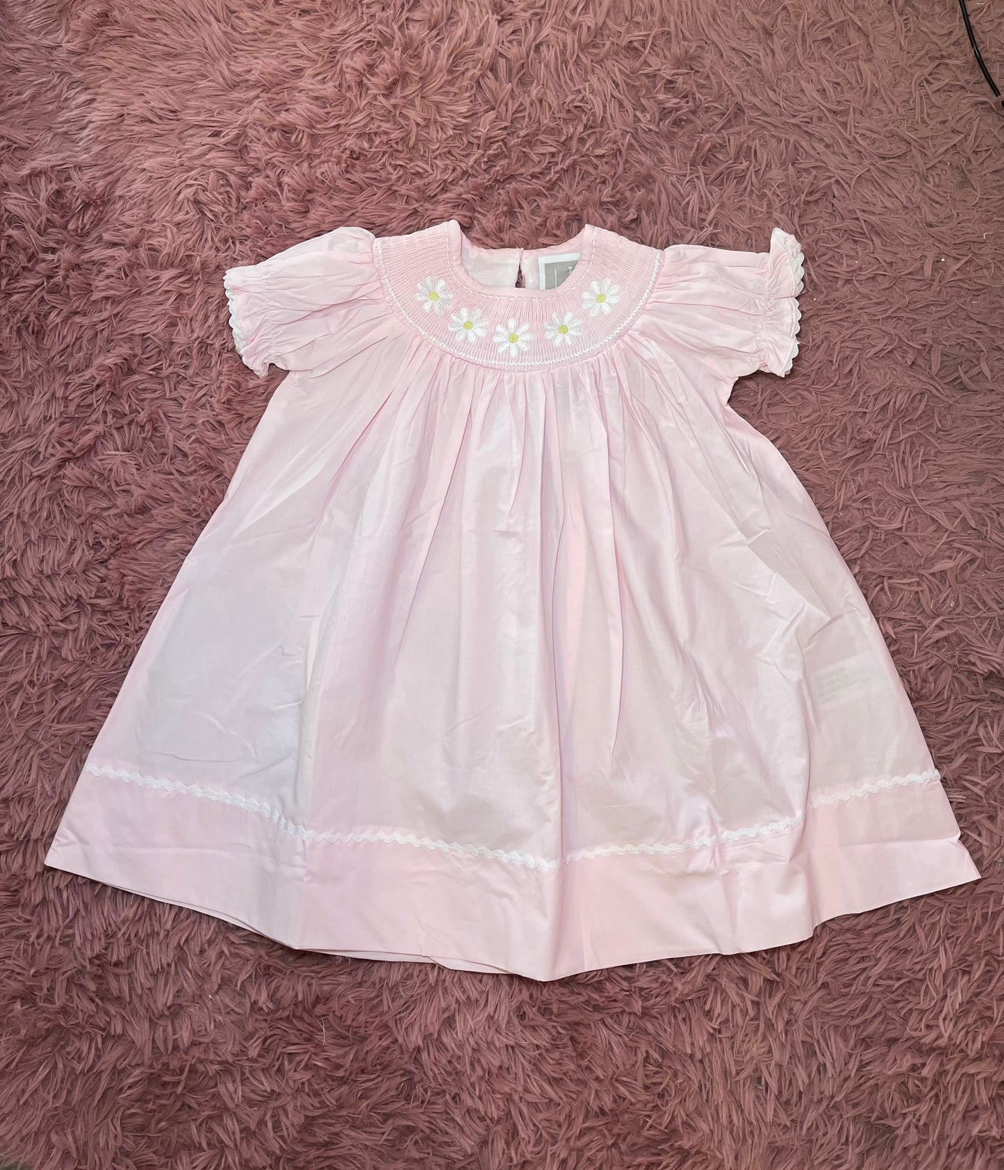 Smocked Pink Daisy Dress