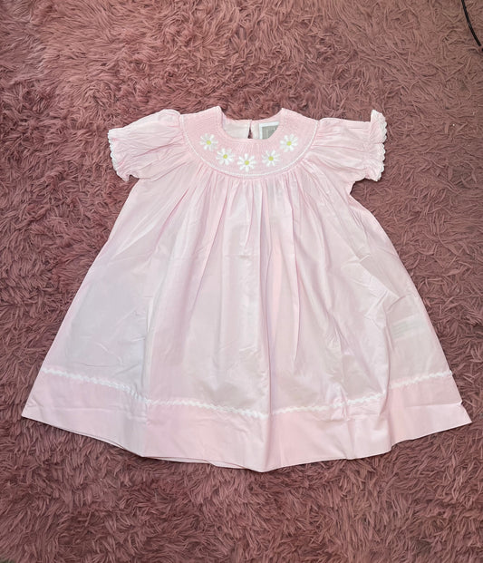 Smocked Pink Daisy Dress