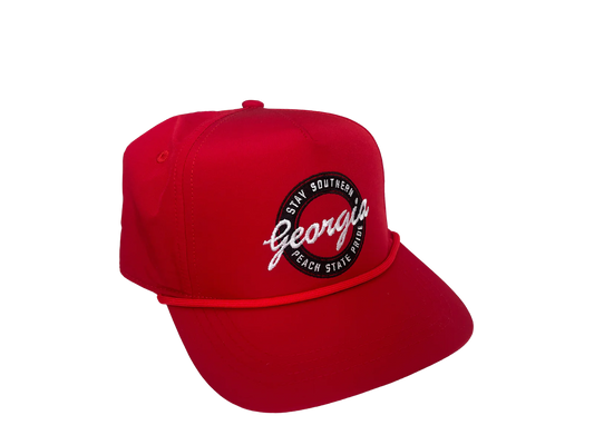 Retro Georgia 5 Panel Performance Rope Hat - Red