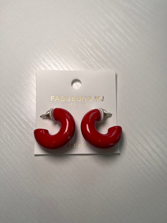 Red Chunky Hoop Earrings