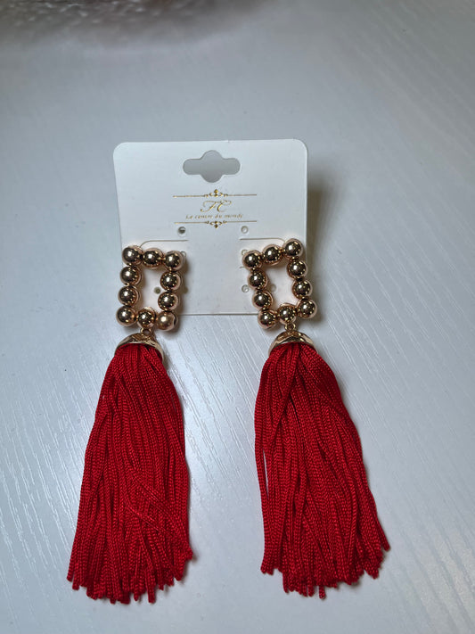 Red Tassel Earrings