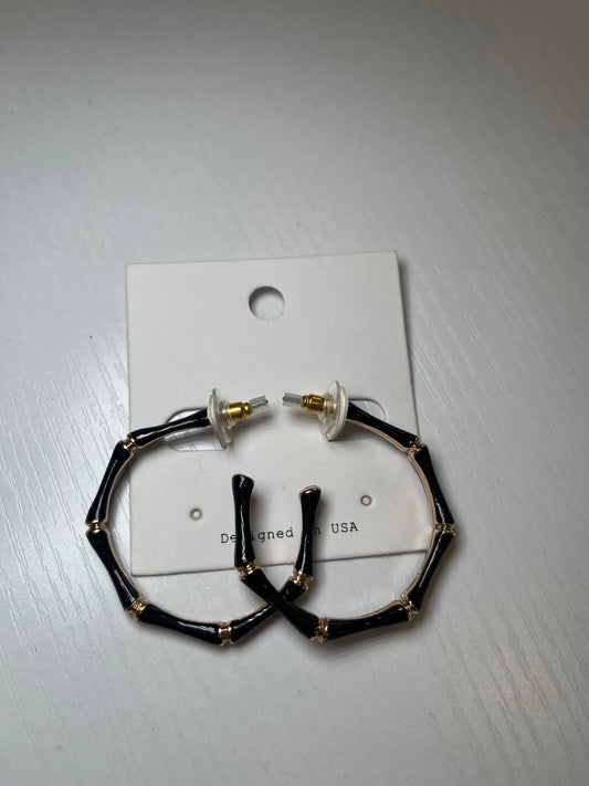 Black & Gold Thin Hoop Earrings