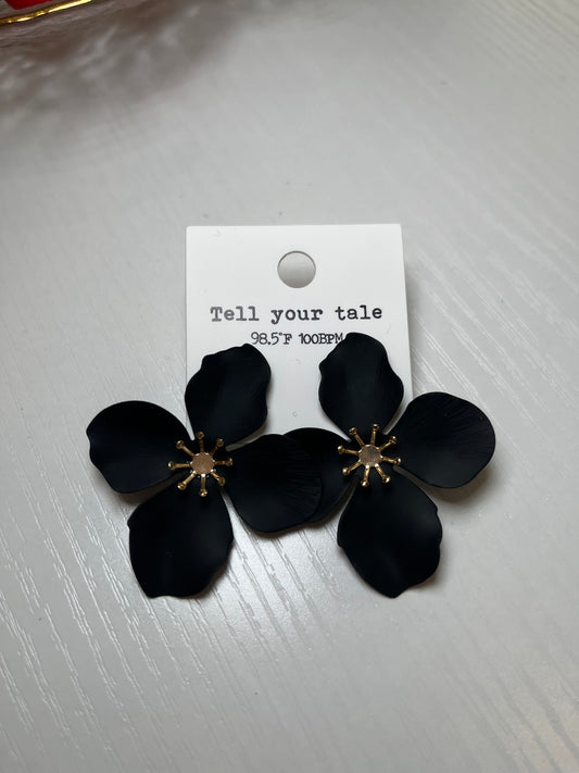 Black Flower Earrings