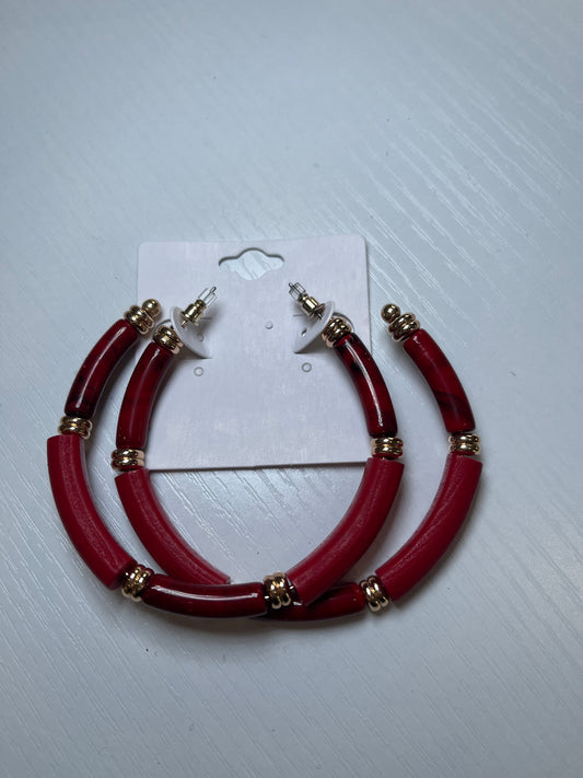 Red & Gold Hoop Earrings