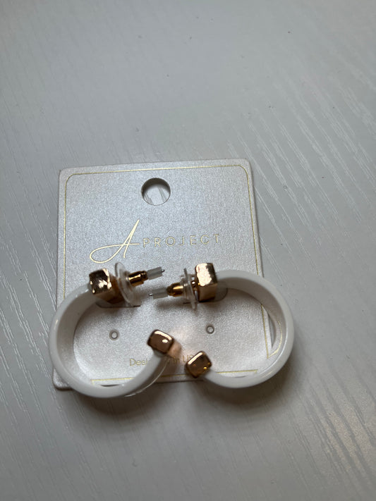 White & Gold Hoop Earrings