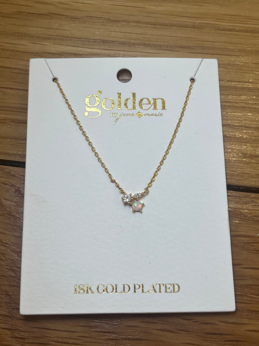 Crystal & Opal Offset Cluster Necklace | Jane Marie