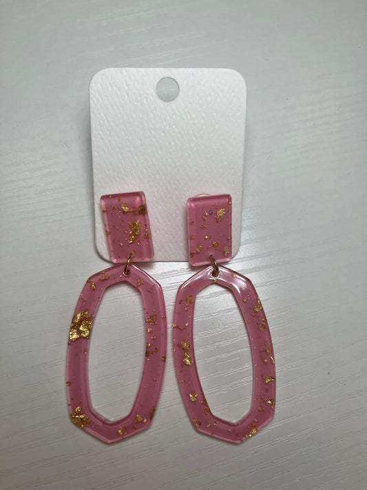 Pink & Gold Flake Earrings