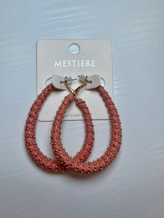 Peach Gold Wrapped Oval Earrings