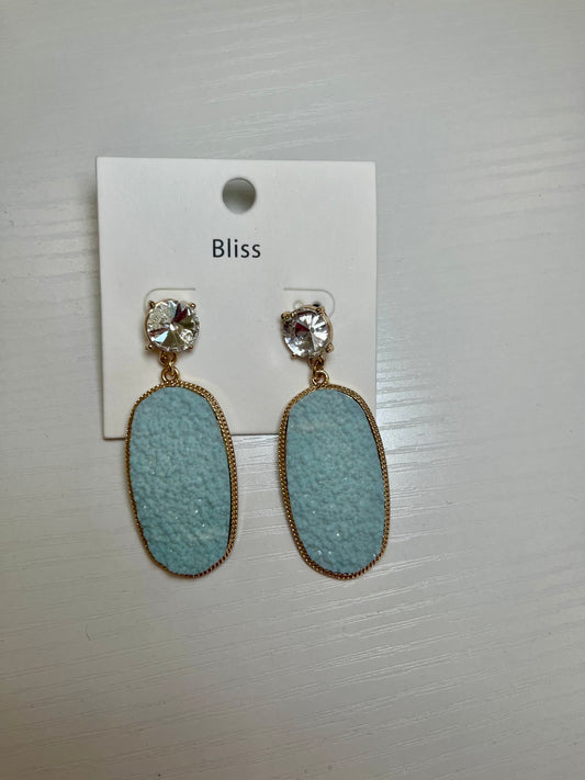 Light Blue Druzy Dangling Earrings