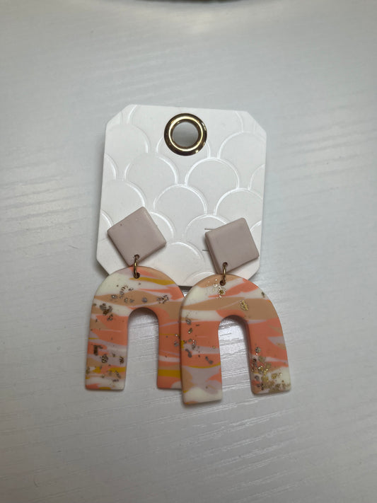 Orange & Pink Boho Clay Earrings