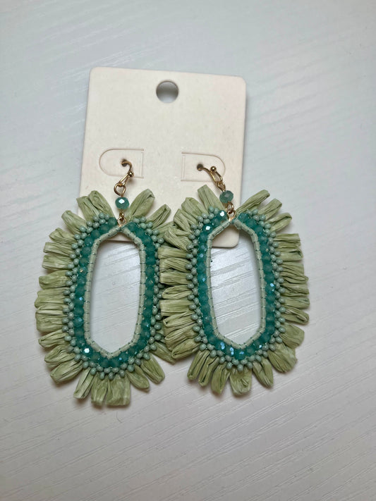 Mint Raffia Earrings