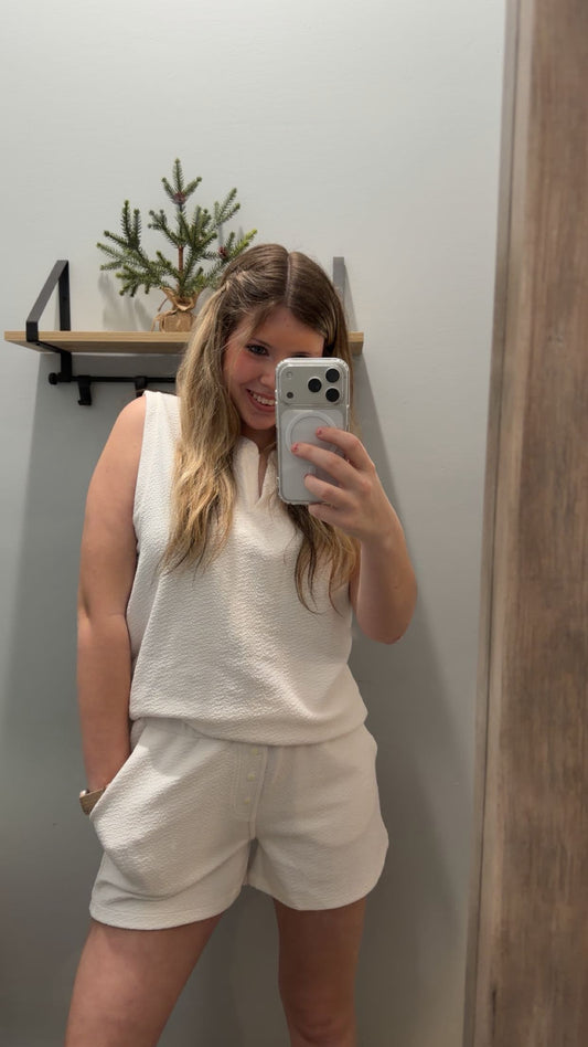 Textured Knit Henley Tank | Fresh Linen
