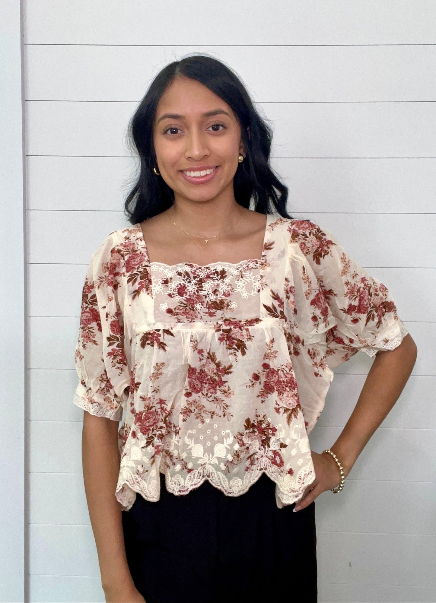 Floral Prairie Babydoll Top