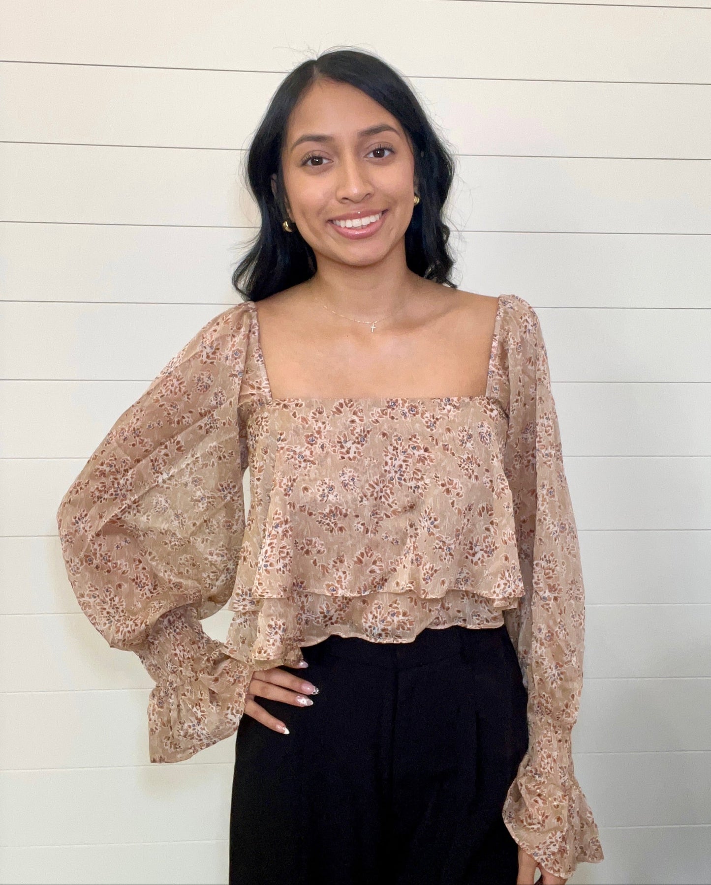 Floral Chiffon Babydoll Top