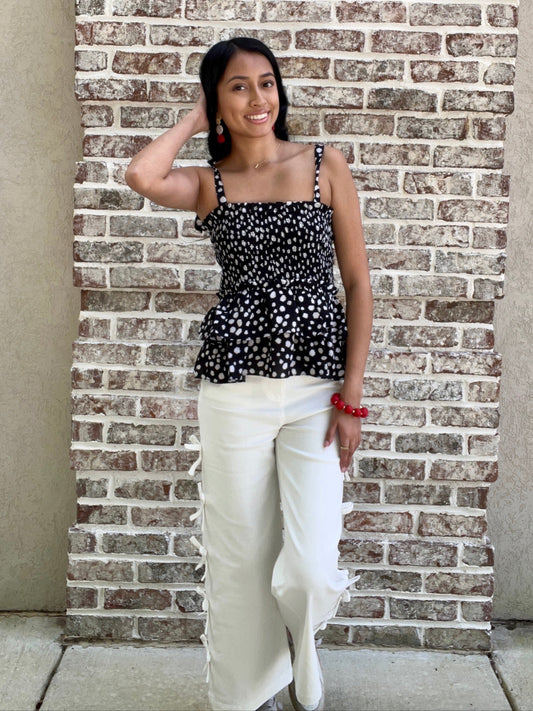 Black & White Tie Strap Tank