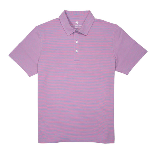 Tensaw Stripe Polo - Coastal Blue/Pink Lemonade