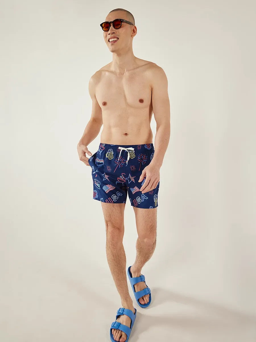 The Patriotic Lights 5.5" Classic Swim Trunk