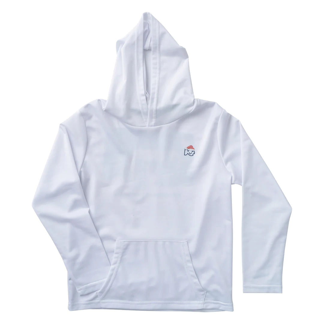 Youth Pro Performance Hoodie Fishing Tee - Bright White