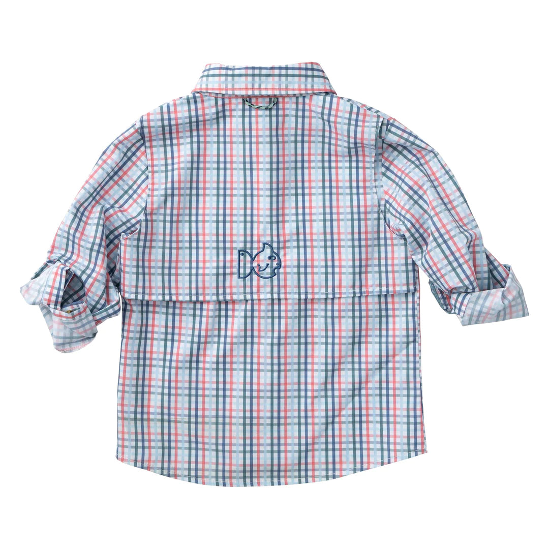 Youth Founders Kids Fishing Shirt - Tea Rose Multi Color Plaid