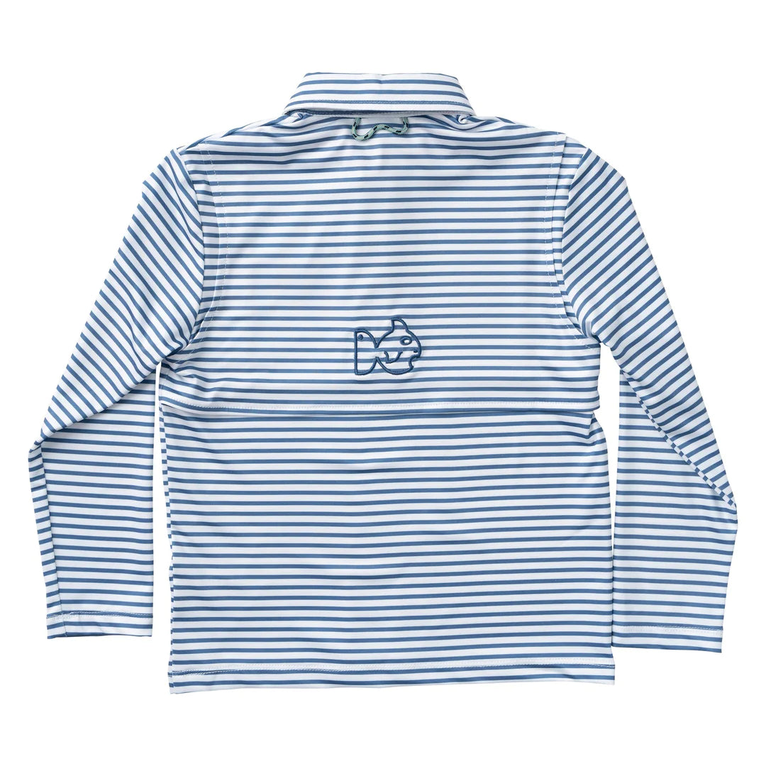 Youth Pro Performance Long Sleeve Polo - Moonlight Blue Stripe