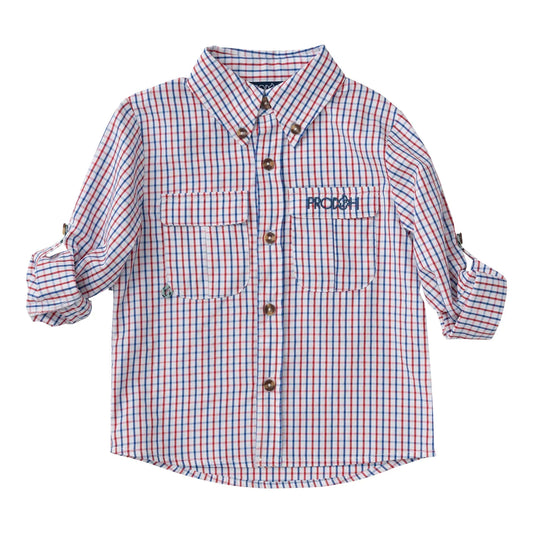 Youth Founders Kids Fishing Shirt - Americana Plaid