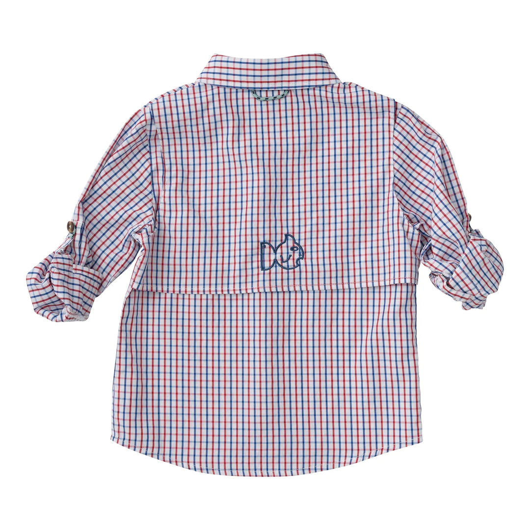 Youth Founders Kids Fishing Shirt - Americana Plaid