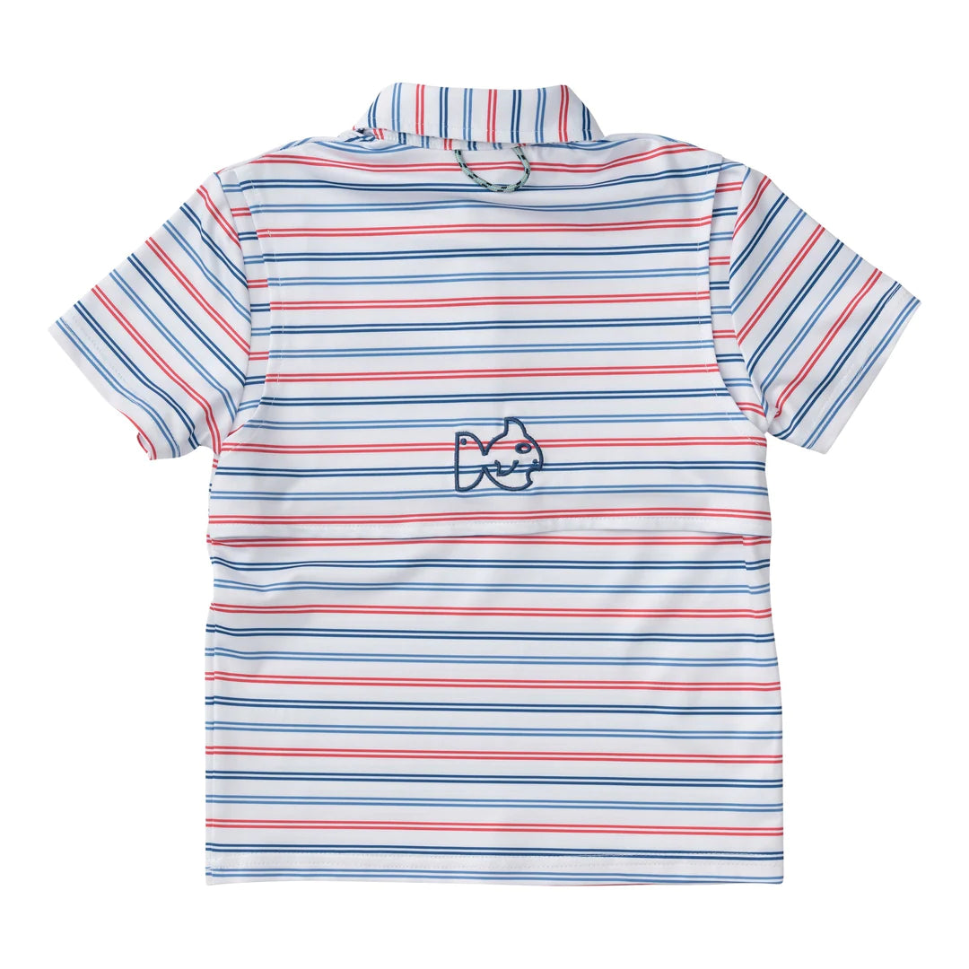 Youth Pro Performance Short Sleeve Polo - USA Stripe