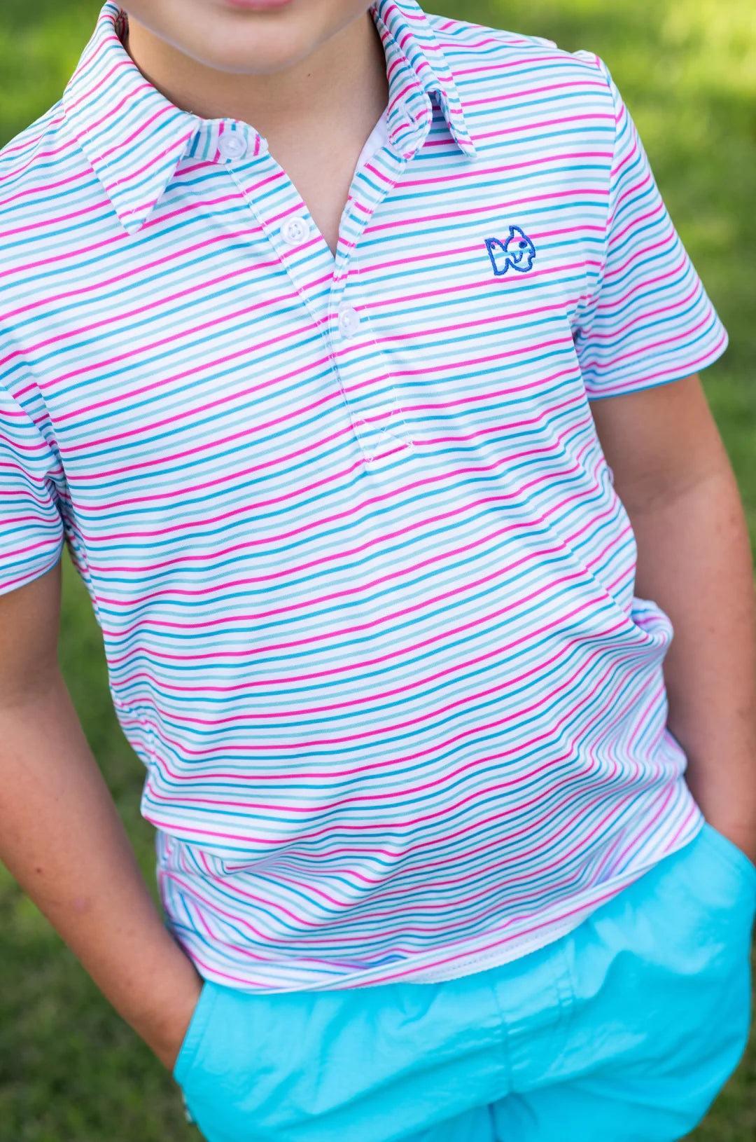 Youth Pro Performance Short Sleeve Polo - Candy Stripe