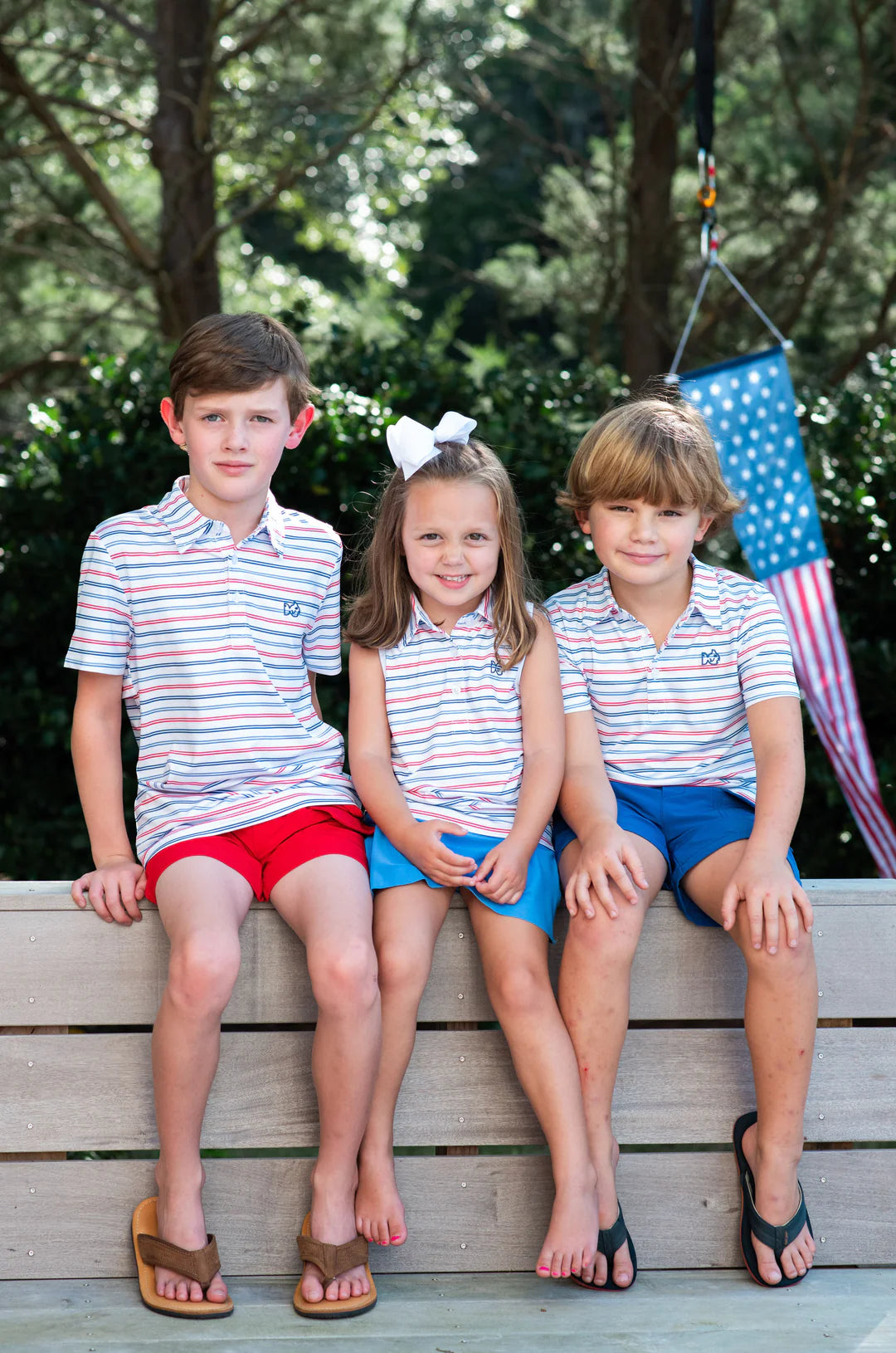 Youth Pro Performance Short Sleeve Polo - USA Stripe