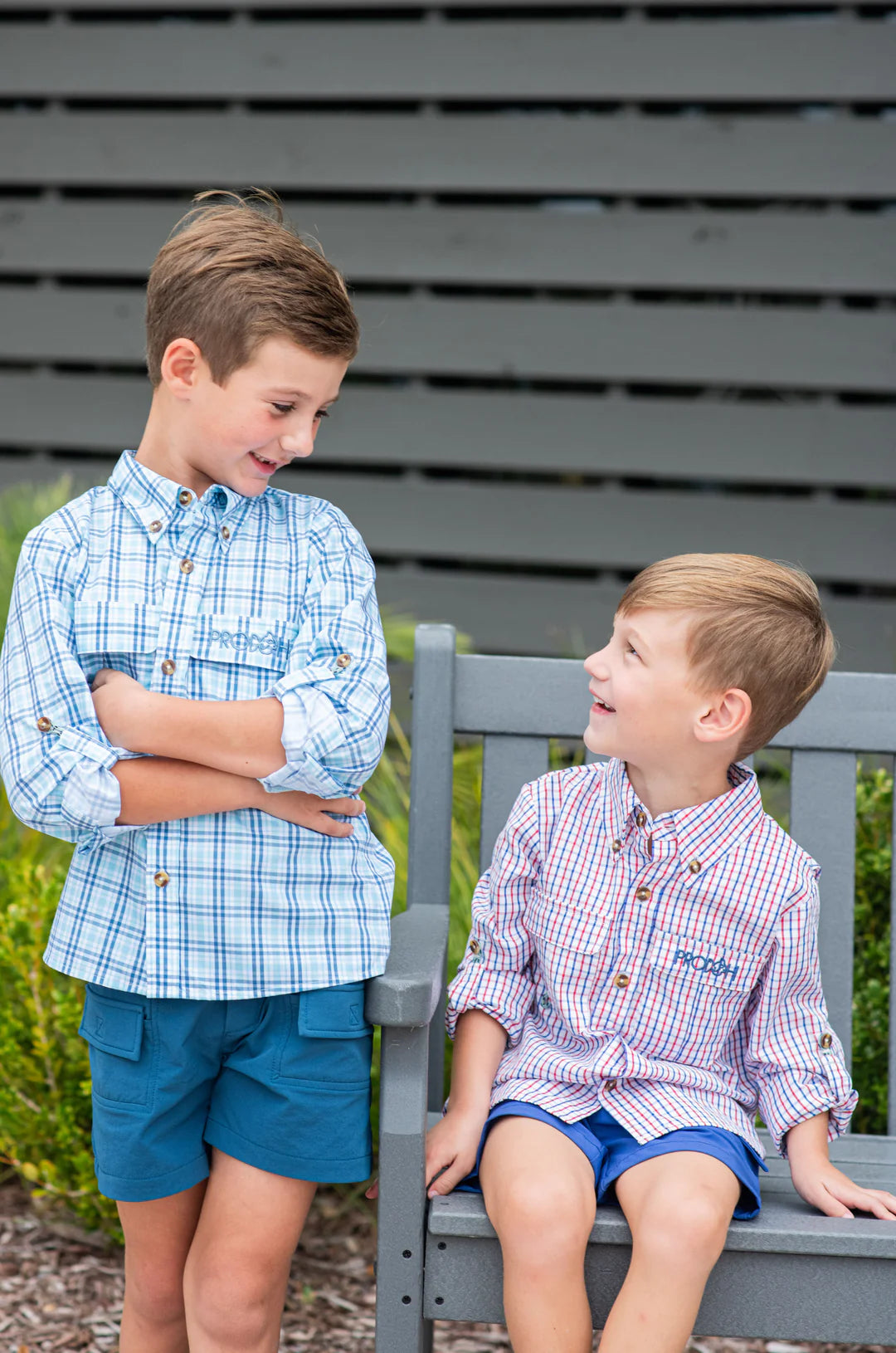 Youth Founders Kids Fishing Shirt - Americana Plaid